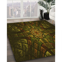 Patterned Dark Bronze Brown Rug, pat1383yw