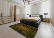 Patterned Dark Bronze Brown Rug in a Bedroom, pat1383yw