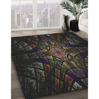 Patterned Black Novelty Rug, pat1383