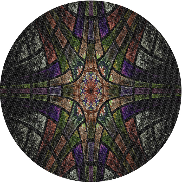 Sideview of Patterned Black Novelty Rug, pat1383