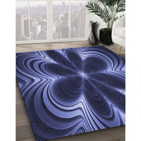 Patterned Midnight Blue Rug, pat1384blu