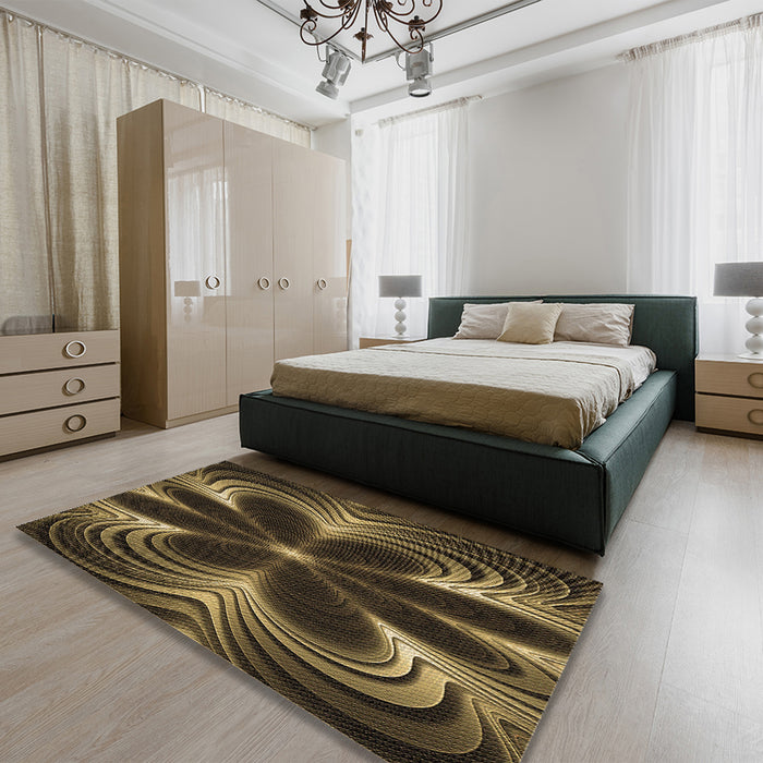 Patterned Light Brown Rug in a Bedroom, pat1384brn