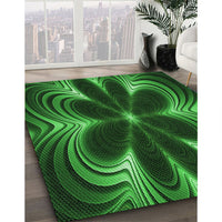 Patterned Deep Emerald Green Rug, pat1384grn