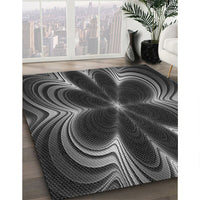 Patterned Charcoal Black Rug, pat1384gry