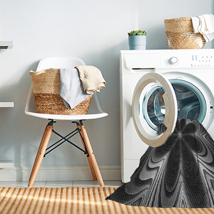 Machine Washable Transitional Charcoal Black Rug in a Washing Machine, wshpat1384gry