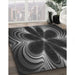 Patterned Charcoal Black Rug in Family Room, pat1384gry