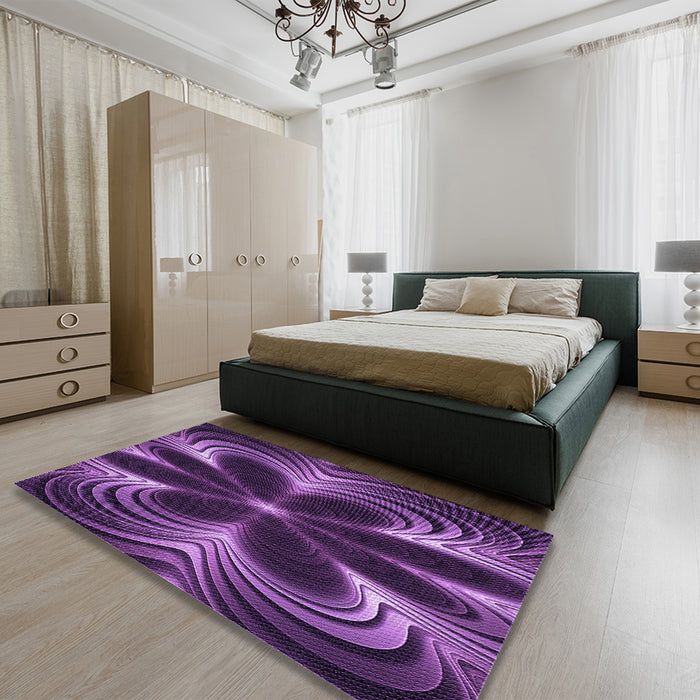 Patterned Dark Purple Rug in a Bedroom, pat1384pur