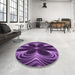 Round Patterned Dark Purple Rug in a Office, pat1384pur