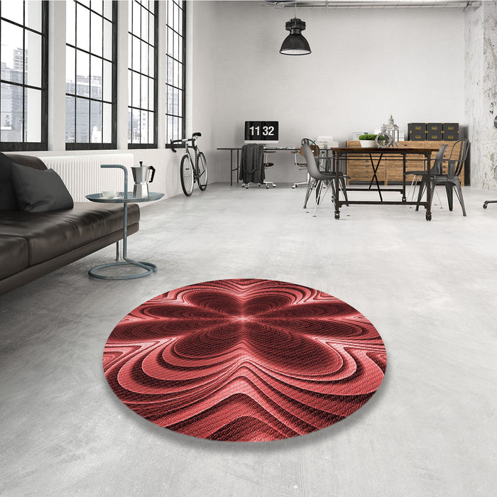 Round Patterned Red Rug in a Office, pat1384rd