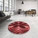 Round Patterned Red Rug in a Office, pat1384rd