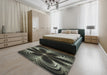 Machine Washable Transitional Khaki Green Rug in a Bedroom, wshpat1384