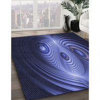 Patterned Night Blue Rug, pat1385blu