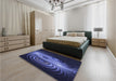 Patterned Night Blue Rug in a Bedroom, pat1385blu