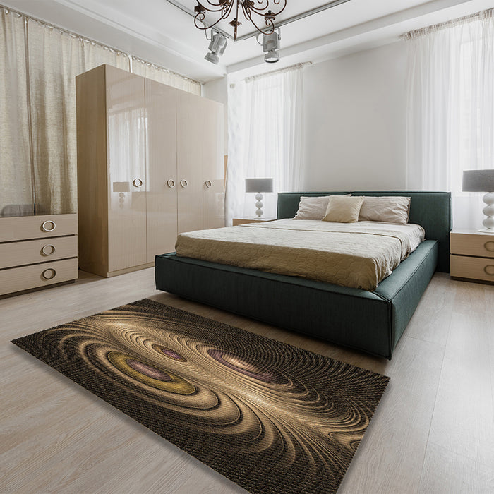 Patterned Light Brown Rug in a Bedroom, pat1385brn
