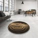 Round Patterned Light Brown Rug in a Office, pat1385brn