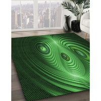 Patterned Dark Forest Green Rug, pat1385grn