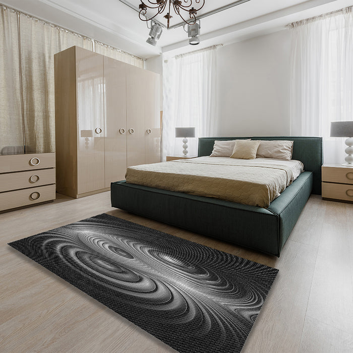 Patterned Midnight Gray Rug in a Bedroom, pat1385gry