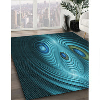 Patterned Deep Teal Green Rug, pat1385lblu