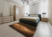 Patterned Black Brown Rug in a Bedroom, pat1385org