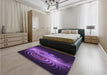 Patterned Dark Purple Rug in a Bedroom, pat1385pur