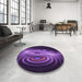 Round Patterned Dark Purple Rug in a Office, pat1385pur