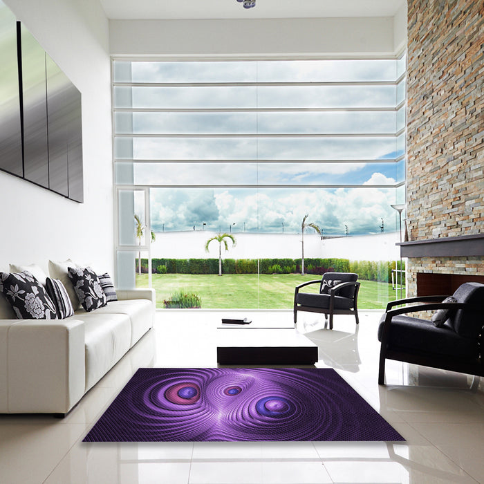 Square Patterned Dark Purple Rug in a Living Room, pat1385pur