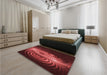 Patterned Red Rug in a Bedroom, pat1385rd