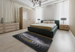 Patterned Black Novelty Rug in a Bedroom, pat1385