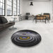 Round Patterned Black Novelty Rug in a Office, pat1385