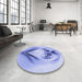 Round Patterned Light Slate Blue Rug in a Office, pat1386blu