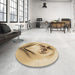 Round Patterned Cinnamon Brown Rug in a Office, pat1386brn