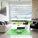 Machine Washable Transitional Green Rug in a Kitchen, wshpat1386grn