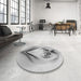 Round Patterned Gray Rug in a Office, pat1386gry