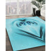 Machine Washable Transitional Dark Turquoise Green Rug in a Family Room, wshpat1386lblu