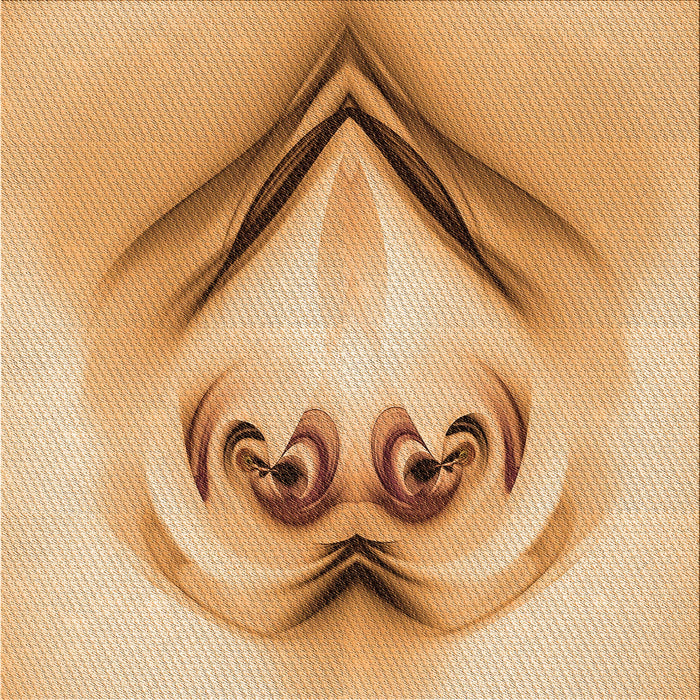 Round Patterned Orange Rug, pat1386org