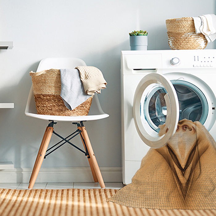 Machine Washable Transitional Orange Rug in a Washing Machine, wshpat1386org