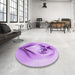 Round Patterned Purple Rug in a Office, pat1386pur