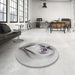 Round Patterned Gray Novelty Rug in a Office, pat1386