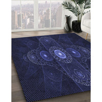 Patterned Night Blue Rug, pat1387blu