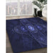 Patterned Night Blue Rug in Family Room, pat1387blu