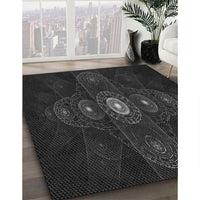 Patterned Black Rug, pat1387gry