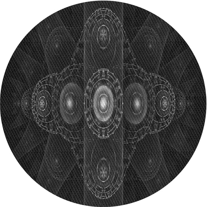 Square Patterned Black Rug, pat1387gry