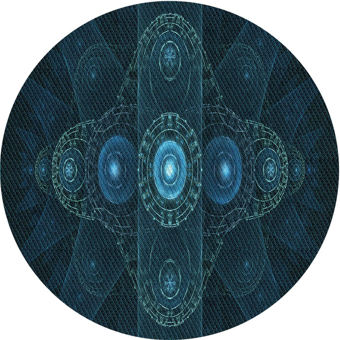 Square Machine Washable Transitional Teal Green Rug in a Living Room, wshpat1387lblu