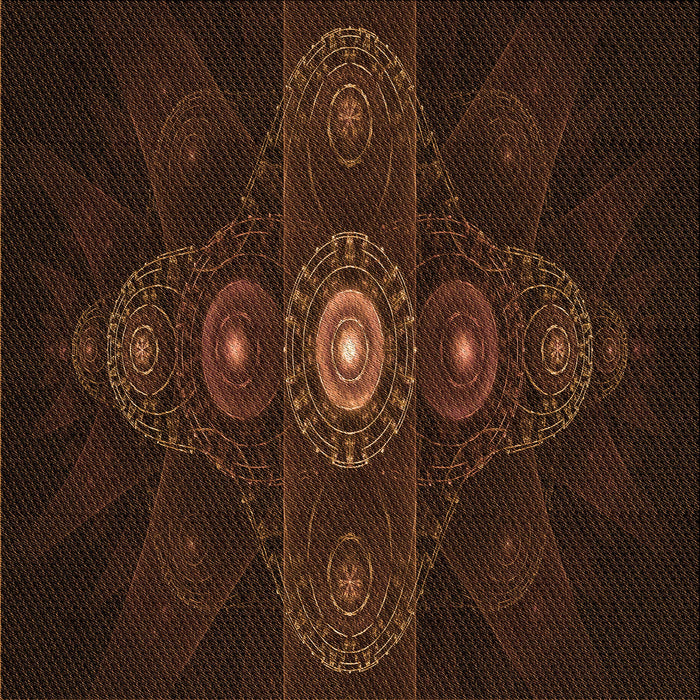 Round Patterned Saddle Brown Rug, pat1387org