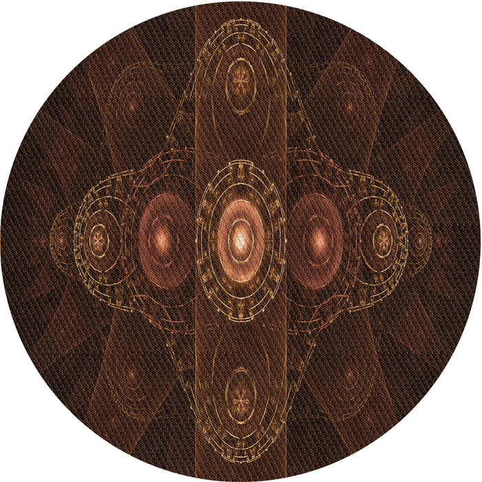 Square Patterned Saddle Brown Rug, pat1387org