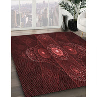 Patterned Fire Brick Red Rug, pat1387rd