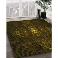 Patterned Dark Bronze Brown Rug, pat1387yw