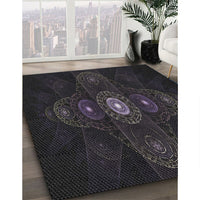 Patterned Black Novelty Rug, pat1387