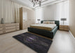 Patterned Black Novelty Rug in a Bedroom, pat1387