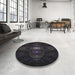 Round Patterned Black Novelty Rug in a Office, pat1387